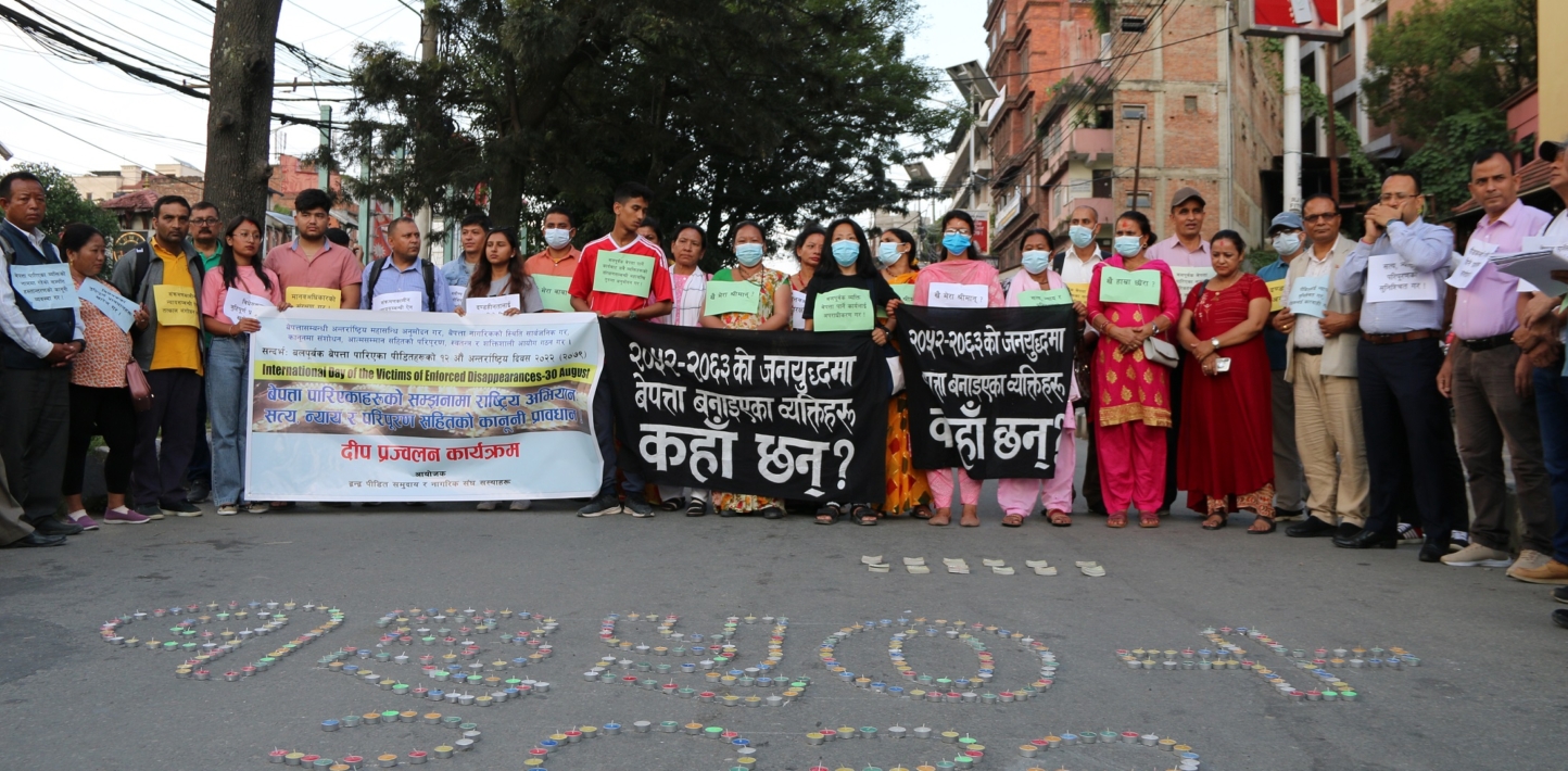 People holding banner